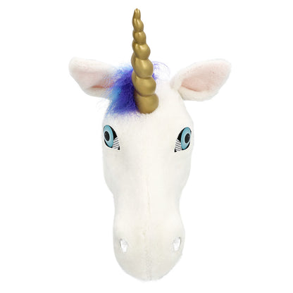 Masque Licorne Blanche avec Corne Dorée et Crinière Arc-en-ciel