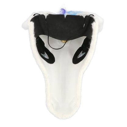 Masque Licorne Blanche avec Corne Dorée et Crinière Arc-en-ciel