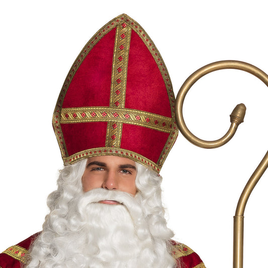 Mitre de Saint Nicolas rouge et or - Déguisement évêque