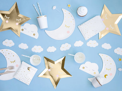 6 décorations en carton forme étoile dorées métallisées 27 cm