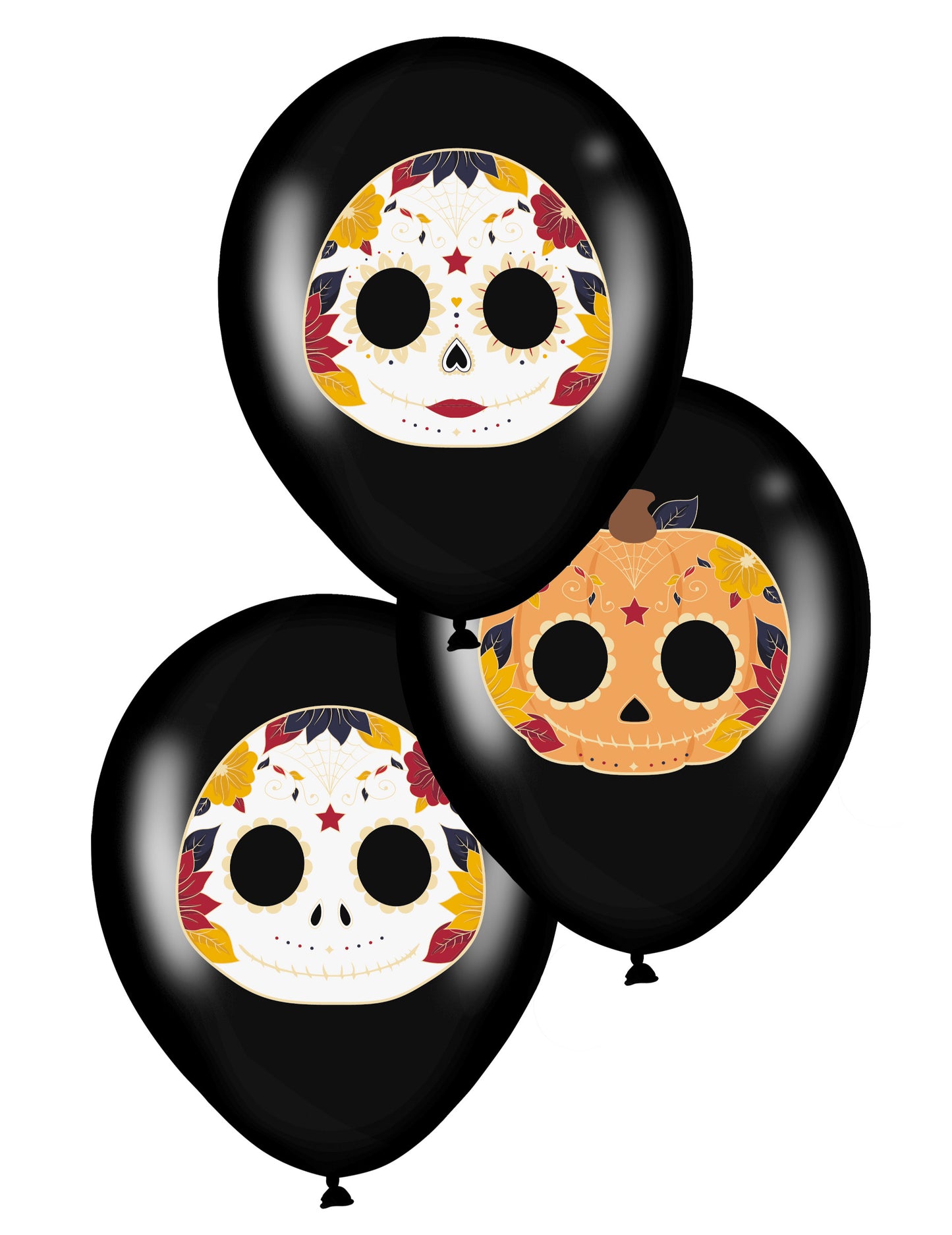 6 Ballons en latex dia de los muertos noirs 28 cm