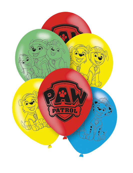 6 ballons en latex Pat' Patrouille 27.5 cm