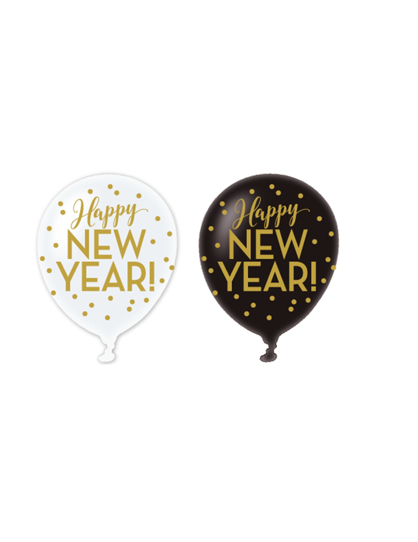 6 Ballons latex Happy new year doré 30 cm