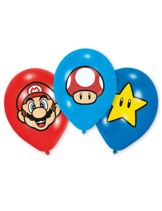 6 Ballons Latex Super Mario