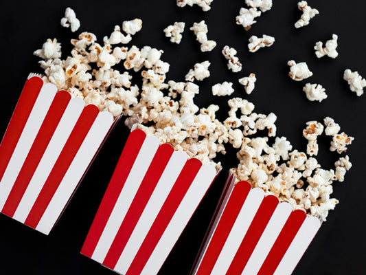 6 Boîtes à popcorn en carton rouges et blanches 7 x 12,5 cm