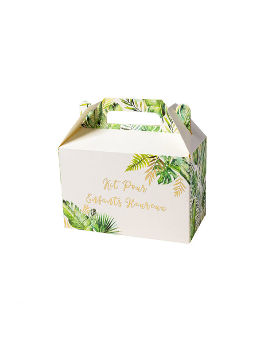 6 Boites kit enfants heureux tropical ivoire avec dorure 18,5 x 17 x 10 cm