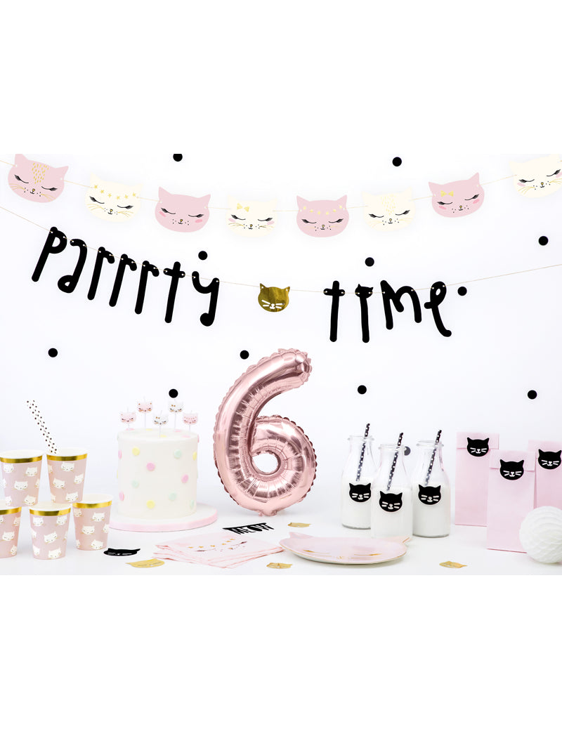 6 Bougies d'anniversaire chaton blanches et roses 2 cm