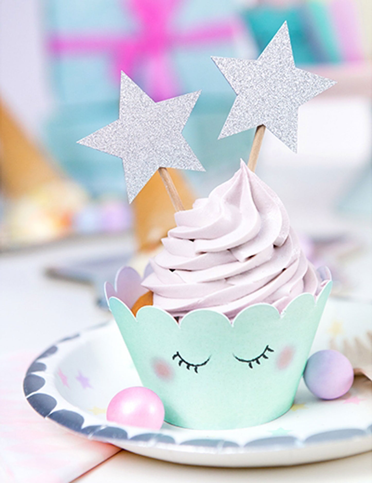 6 Habillages à cupcake Licorne 7,5 x 5 cm