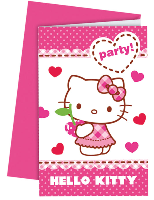 6 Cartes d'invitation avec enveloppes Hello Kitty