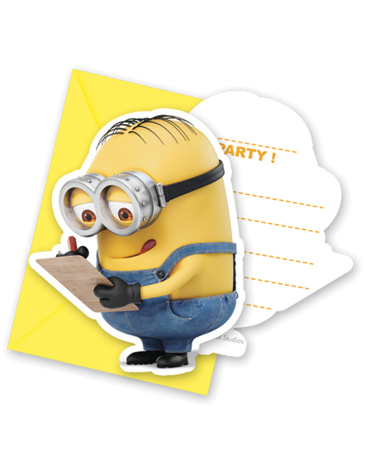 6 Cartes d'invitation avec enveloppes lovely Minions