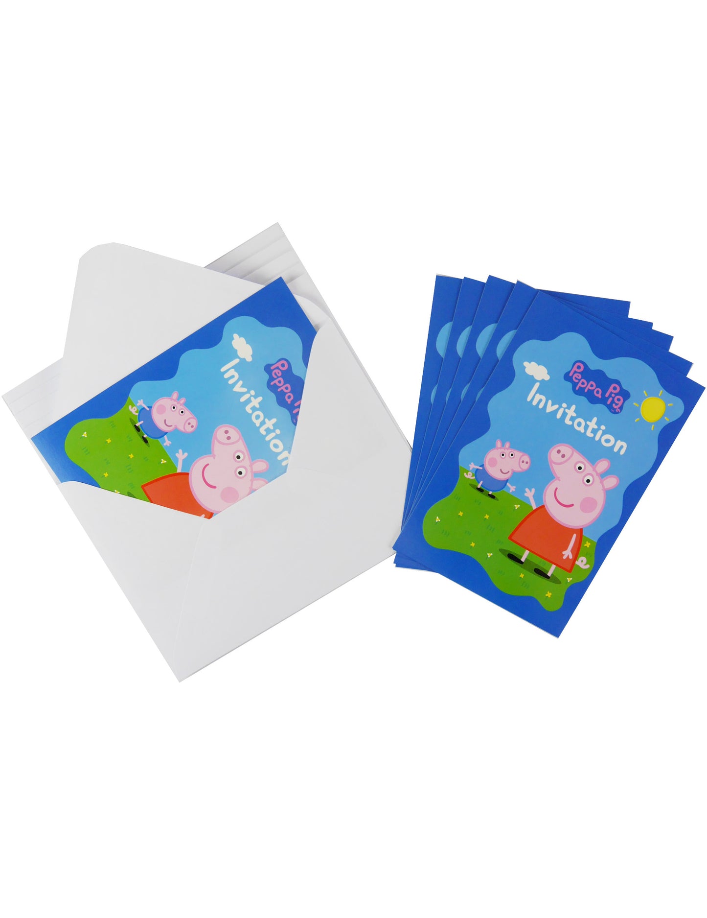 6 Cartons d'invitation avec enveloppes Peppa Pig 10 x 15 cm