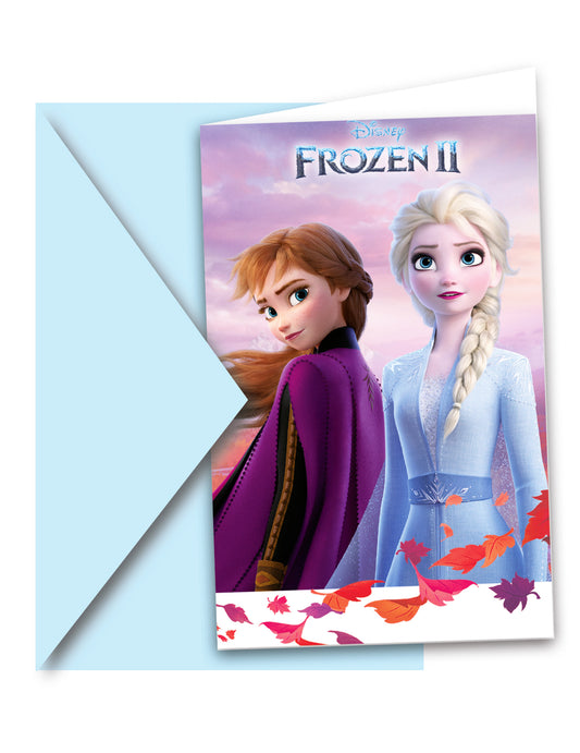 6 Cartons d'invitations et enveloppes La Reine des Neiges 2