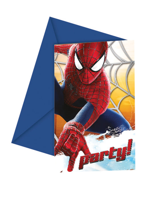 6 Cartons d'invitations The Amazing Spiderman 12 x 12,5 cm