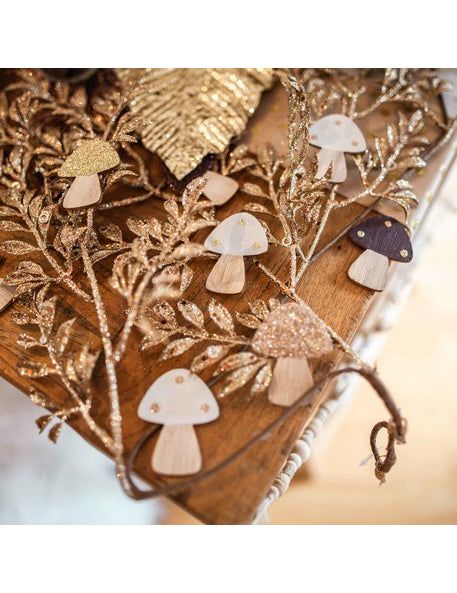 6 Champignons adhésifs en bois paillettes 5,5 cm