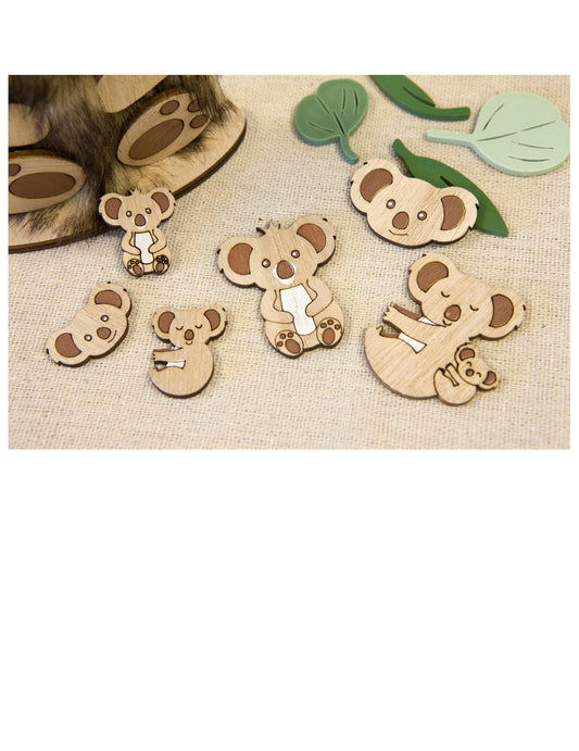 6 Confettis en bois Koala 3,5 cm