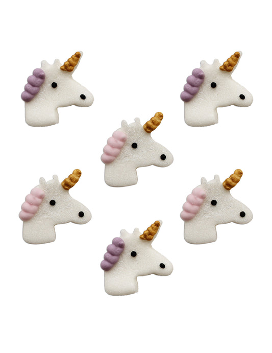 6 Décorations en sucre pour gâteau licorne