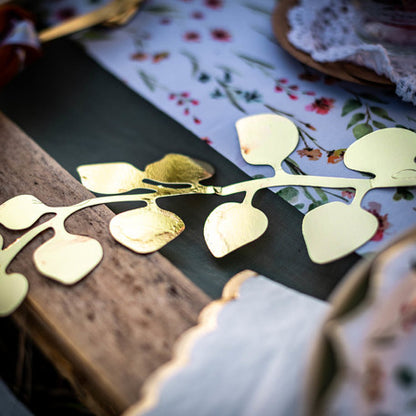 6 Feuilles fougères et eucalyptus blanches et or 30 cm