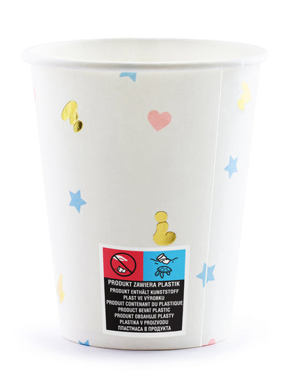 6 Gobelets en carton boy or girl blancs 200 ml
