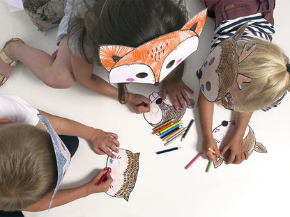 6 Masques à colorier Forêt pour enfant