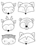 6 Masques à colorier Forêt pour enfant