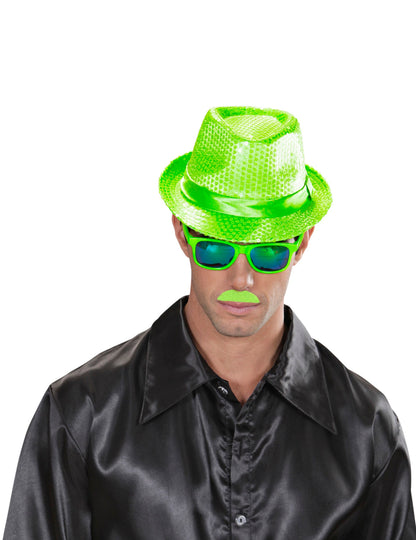1 Moustache vert fluo adulte