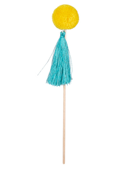 6 Pics en bois pompons colorés 16 cm