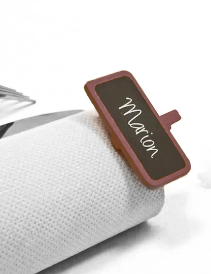 6 Pinces à linge avec une mini ardoise marron 4 x 2 cm