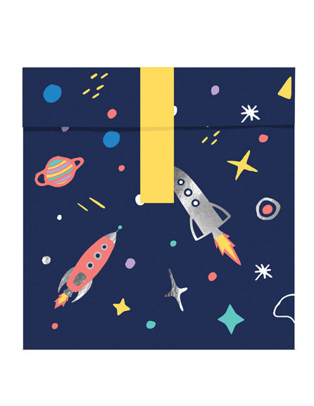 6 Sacs cadeaux en papier space adventure 13 x 14 cm