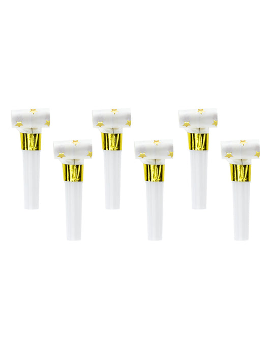 6 Sans-gênes blancs et dorés avec étoiles