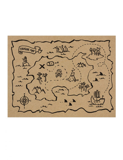 7 Sets de table en papier kraft carte aux trésors 40 x 30 cm