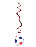 6 suspensions Ballon de Football bleu blanc rouge 80 cm