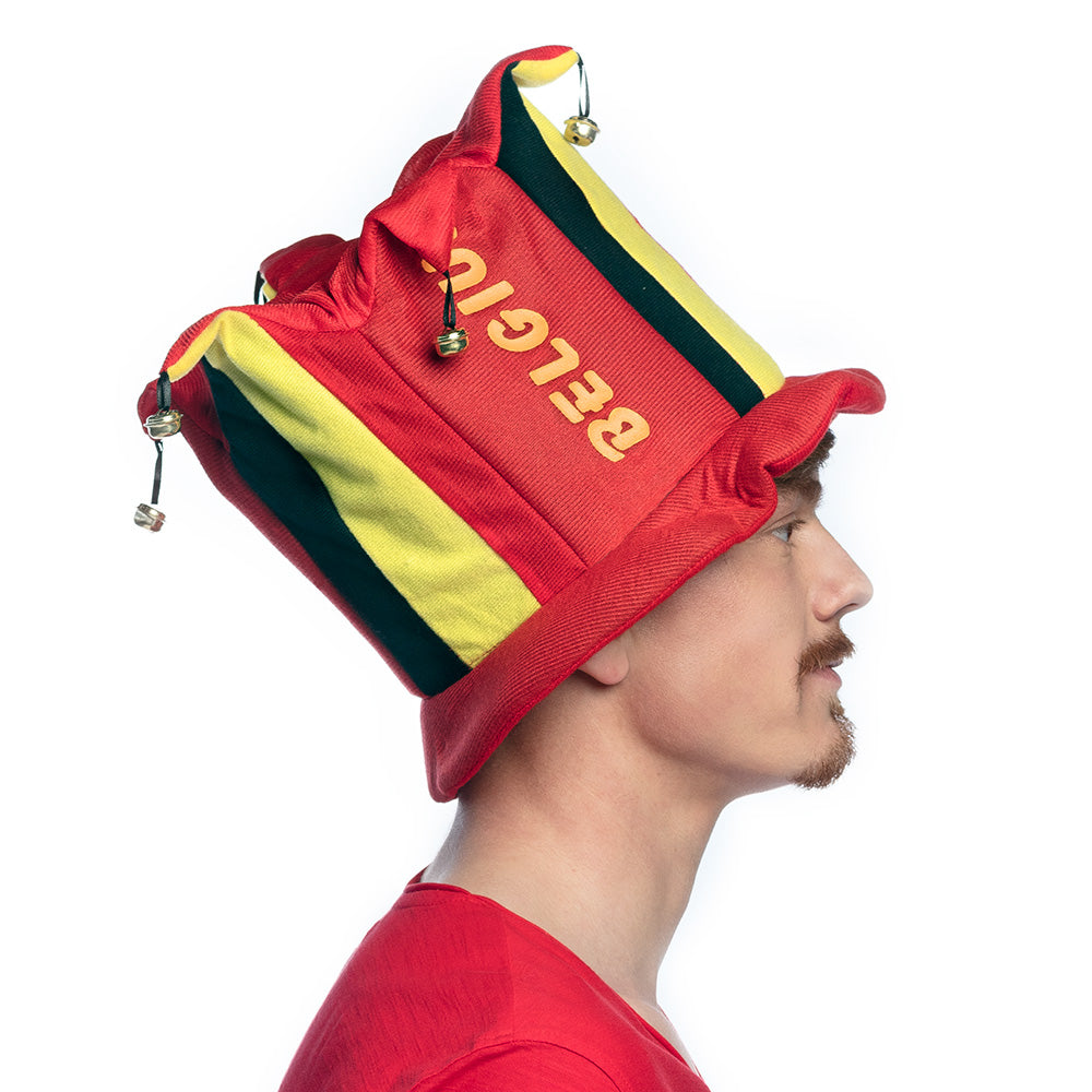 Chapeau Jester Belchuu Rouge Jaune - Déguisement Fou du Roi