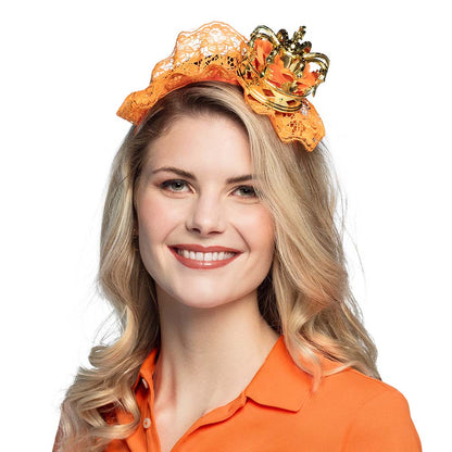 Serre-tête Couronne Royale Orange et Or Luxe
