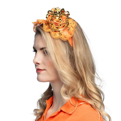 Serre-tête Couronne Royale Orange et Or Luxe