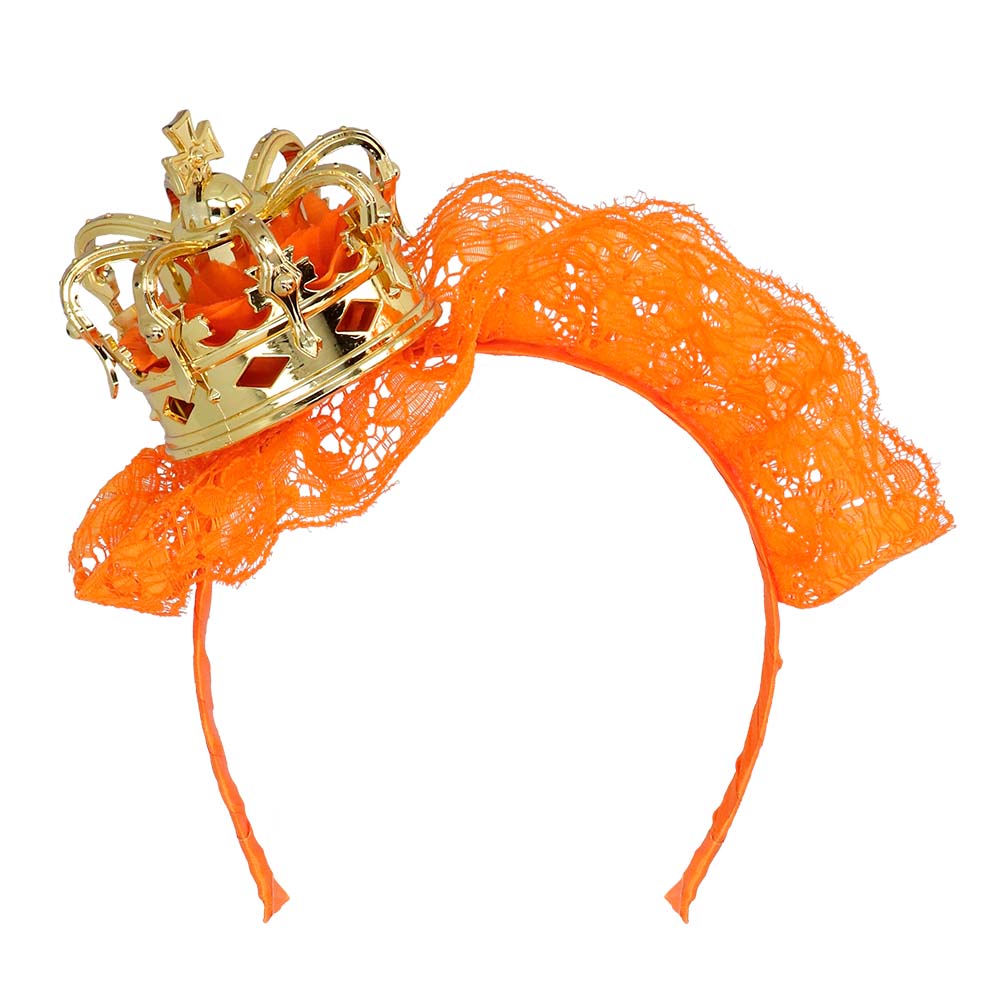 Serre-tête Couronne Royale Orange et Or Luxe