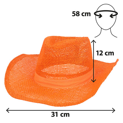 Chapeau Cowboy Orange Filet - Déguisement Western Adulte