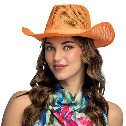 Chapeau Cowboy Orange Filet - Déguisement Western Adulte