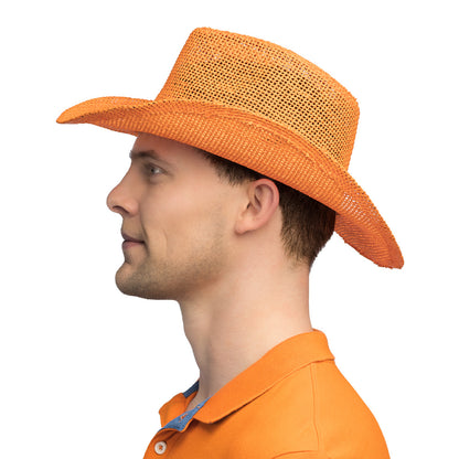 Chapeau Cowboy Orange Filet - Déguisement Western Adulte