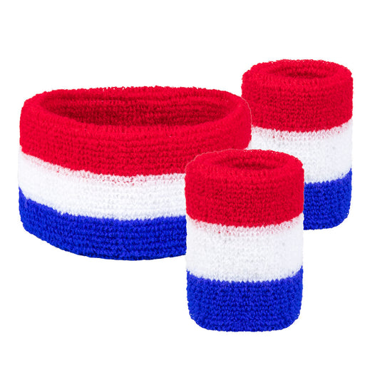 Bandeau et Bracelets Tricolore Bleu Blanc Rouge - Accessoires Rétro