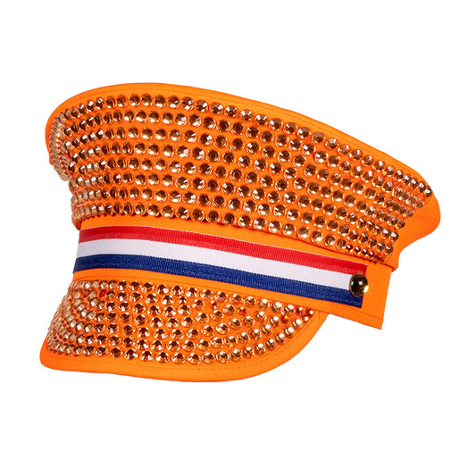 Casquette Paillettes Orange Néerlandaise Fête Royale