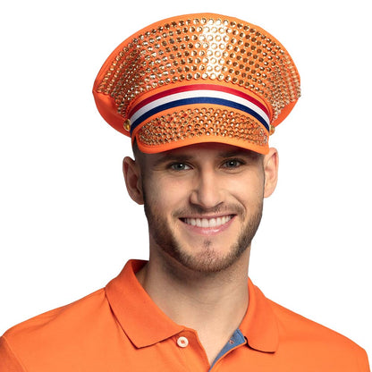 Casquette Paillettes Orange Néerlandaise Fête Royale