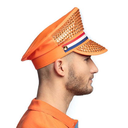Casquette Paillettes Orange Néerlandaise Fête Royale