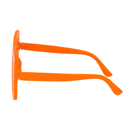 Lunettes Strass Carrées Orange Géantes - Accessoire Fête