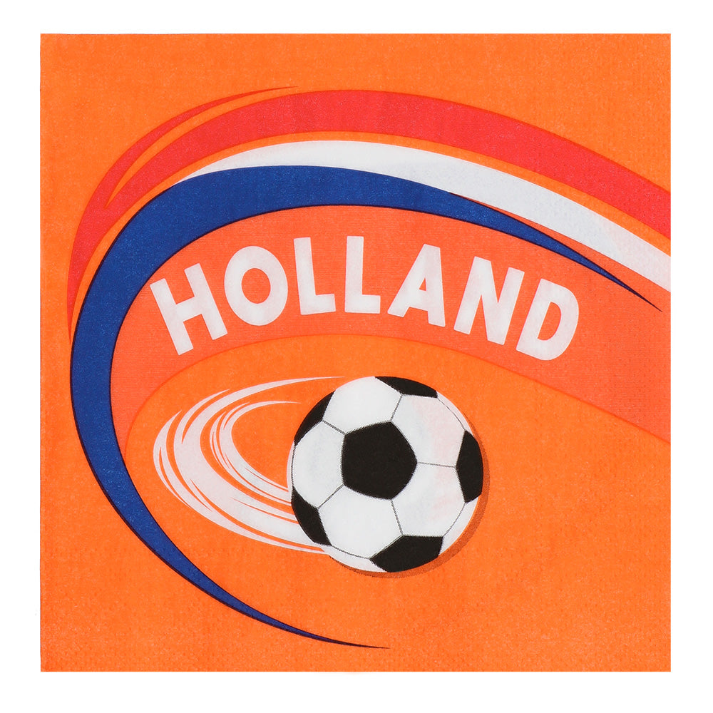 Serviettes Hollande Football - Déco Fête Supporter Orange
