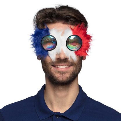 Lunettes Holographiques Fluffy Bleu Blanc Rouge - Accessoire Fête