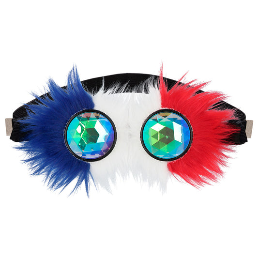 Lunettes Holographiques Fluffy Bleu Blanc Rouge - Accessoire Fête