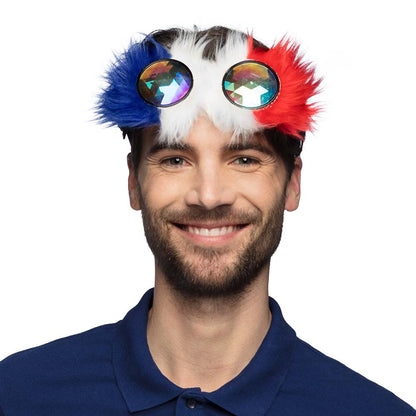 Lunettes Holographiques Fluffy Bleu Blanc Rouge - Accessoire Fête