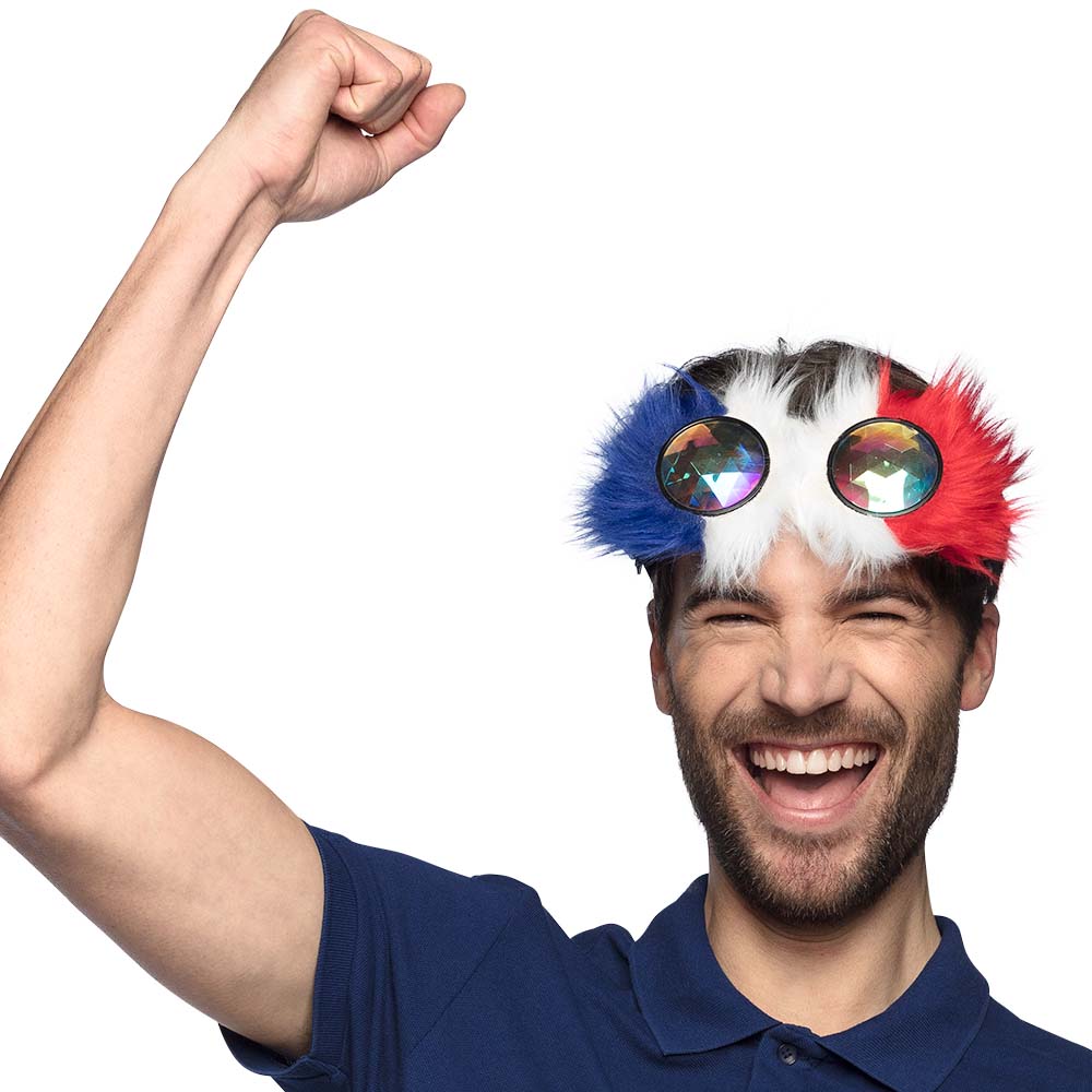 Lunettes Holographiques Fluffy Bleu Blanc Rouge - Accessoire Fête