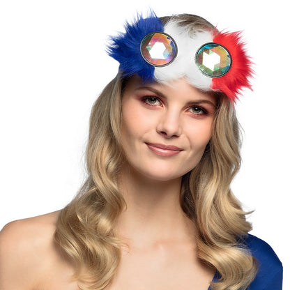 Lunettes Holographiques Fluffy Bleu Blanc Rouge - Accessoire Fête