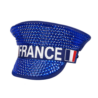Casquette Paillettes France Bleu Accessoire Supporter Euro